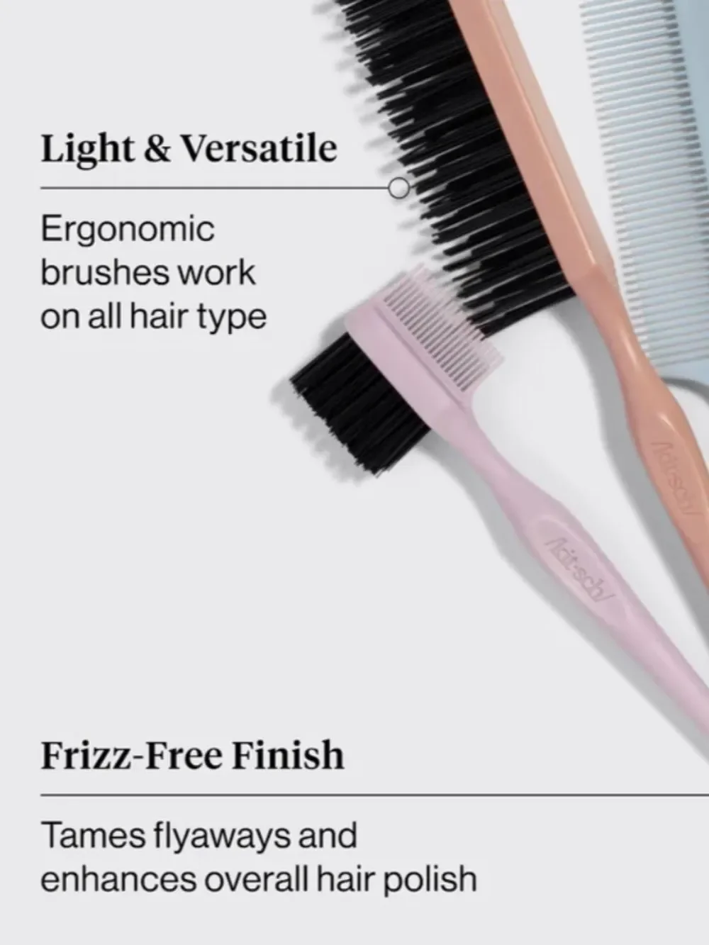 kitsch 3 piece Detail & Define Styling Smoothing Teasing Sectioning Brush Set